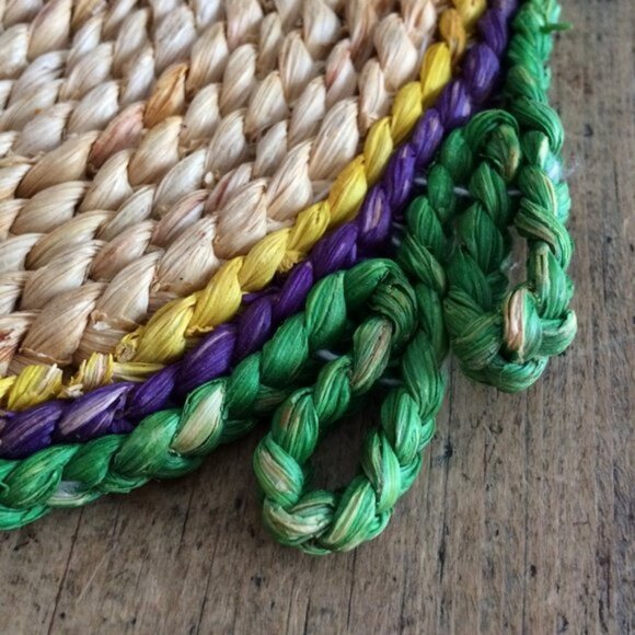 6 Vtg Woven Straw Trivets Grapes Fish Circle Round Tropical DAMAGED Under Plate - Picture 9 of 10